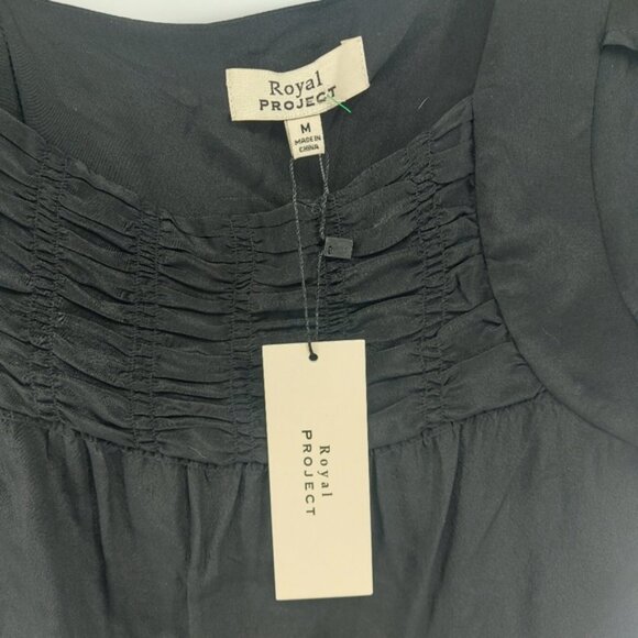 Royal Project Silk Black Short Sleeve Blouse size medium - Picture 4 of 6